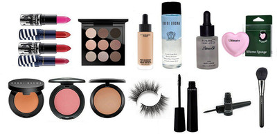 

Ultimate Silicon Puff With Pink Shade Blusher,Prep+Prime Primer Oil,studio Waterweight Foundation,9 Shade Eyeshadow Palette,Studio Fix Compact,Liquid Eyeliner,Mascara And Matte Finish Long Lasting Lipstick 4 Diffrent Shades, Bobbi Brown Corector Concealer