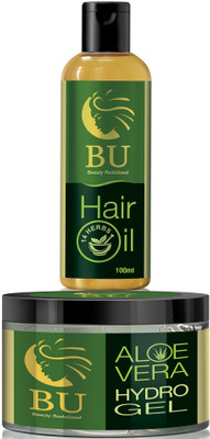 

BU Healthcare Anti-Greying And Hair Growth Oil With Hydro Aloe Vera Gel (100% Organic And Herbal)(Set of 2)