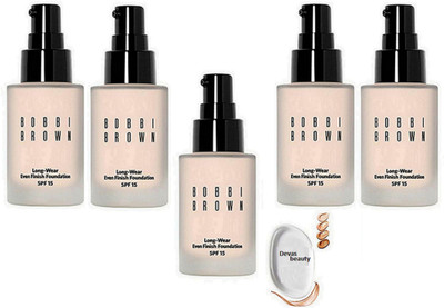 

Divas Beauty Silicon Puff, Brown Long-Wear Even Finish SPF 15 Liquid Foundation Natural Pack Of 5(Set of 6)