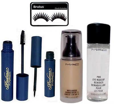 

BRUTUS Eyelashes, MatchMaster Foundation, Padma Eyeliner & Mascara, Mineralize Charged Water Cleaner Nettoyant Eye Makeup Remover(Set of 5)