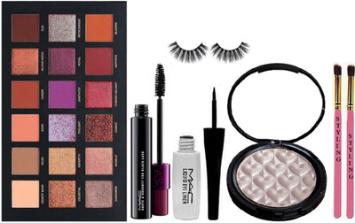 

styling two makeup brush , huda beauty desert dusk eye shadow palette , makeup beauty illumi. & liquid eyeliner & double effect mascara with eyelashes(Set of 7)