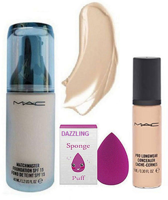 

Dazzling Sponge Puff & Matchmaster Foundation & Pro Longwear Concealer(Set of 3)