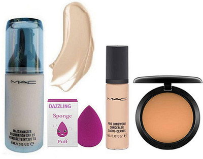 

Dazzling Sponge Puff & Matchmaster Foundation & Pro Longwear Concealer & Mac Compect(Set of 4)