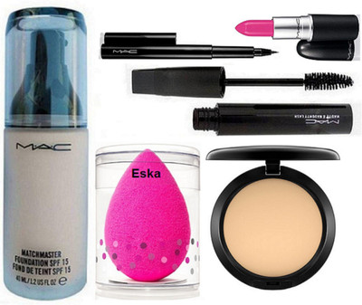 

eska Sponge Puff, Matchmaster Foundation SPF15, Compact, Haute And Naughty Mascara, Candy Yum,yum Lipstick,Pen Liner(Set of 6)