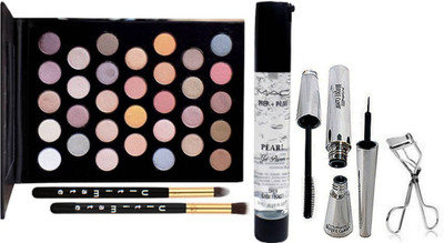 

Ultimate Makeup Brush 2 & 32 shade Palette, Prep+prime Pearl Gel Primer, Brook Candy Eyeliner & Mascara With Eyelashes Curler(Set of 7)
