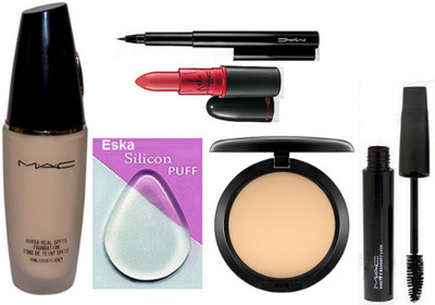 

eska Silicon Puff , Foundation, Compact, Lipstick, Pen Liner, Haute and Naughty Mascara(Set of 6)
