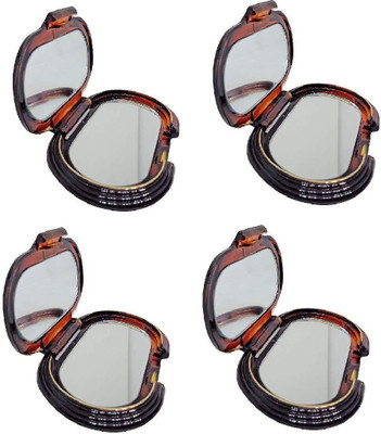 

BOXO Combo of 4 Pcs Foldable Compact Double Sided Makeup Mirror For women And Girls, Brown