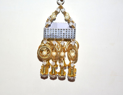 

ONRR white moti showpiece hanging white coloured moti 10 inches long for wall/temple decoration - 250 g