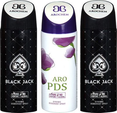 

AROCHEM BLACK JACK , ARO PDS AND BLACK JACK DYNAMIC PURE Deodorant Spray - For Men & Women(200 ml, Pack of 3)