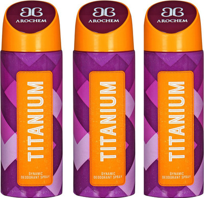 

AROCHEM TITANIUM , TITANIUM AND TITANIUM DYNAMIC PURE Deodorant Spray - For Men & Women(200 ml, Pack of 3)