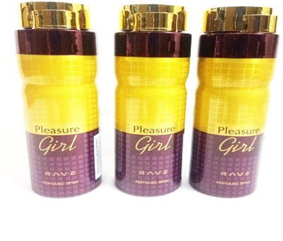 

RAVE PLEASURE GIRL Perfume Body Spray - For Women(600 ml, Pack of 3)