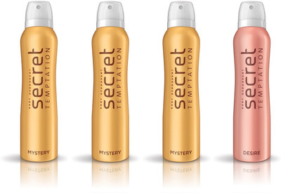 

Secret Temptation Mystery 3pcs. & Desire 1pc. Pack of 4 Deodorant Spray - For Women(600 ml, Pack of 4)