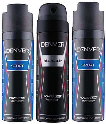 

Denver Deo SPORT, BlackCode 150ml x 3 Body Spray - For Men(450 ml, Pack of 3)