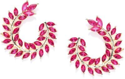 CRUNCHY FASHION Crunchy Fashion Pink & Gold-Toned Contemporary Drop Earrings Crystal Alloy Drops & Danglers