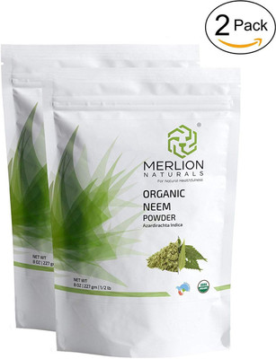

Merlion Naturals Organic Neem Leaves Powder (Azardirachta Indica) - 100% Organic Certified by USDA NOP Organic - 454gm (2 Pack of 227gm)(454 g)