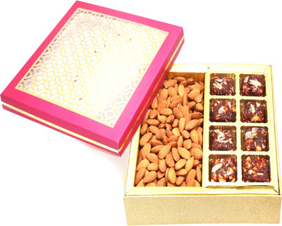 

Ghasitaram Gifts Sugarfree Sweets-Carving Box with Sugarfree Dates and Figs Bites and Almonds Combo(3)