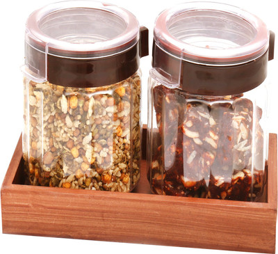 

Ghasitaram Gifts Sugarfree Sweets-Set of 2 Sugarfree Dates and Figs Bites, Roasted Namkeen Air Tight Containers with Wooden Tray Combo(4)