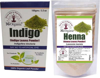 

3G Organic Indigo Henna Hair Powder 100% Organic Black Color Combo Kit (200 Gms) Hair Color(Black)