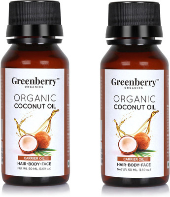 

GreenBerry Organic Coconut Oil - Pack of 2 - 50ml Each Hair Oil(50 ml)