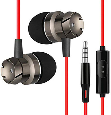 PTron HBE6 Wired Headset(Red & Black, In the Ear)