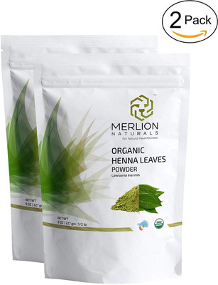 

Merlion Naturals Organic Henna Leaves Powder | Lawsonia Inermis | 454 g | USDA NOP Certified 100% Organic | For Natural Hair Color and Conditioning ( 2 Pack of 227 gm)(454 g)