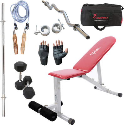 

Lifeline Adjustable Bench 311 Bonus With Gym Bag, Gym Gloves and Accessories (8 Items) Home Gym Combo(100 - 120 kg)