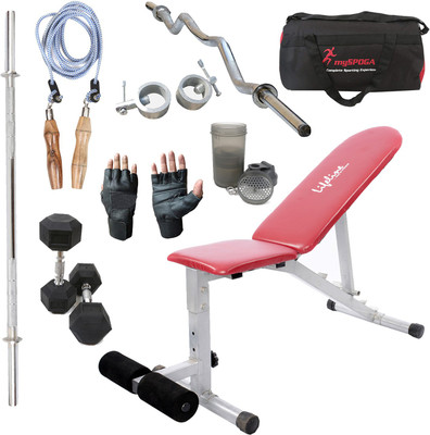 

Lifeline Adjustable Bench 311 Bonus With Gym Bag, Gym Gloves and Accessories (9 Items) Home Gym Combo(100 - 120 kg)