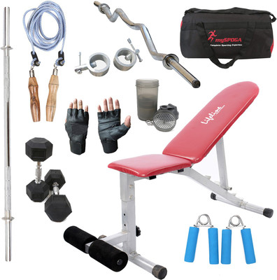 

Lifeline Adjustable Bench 311 Bonus With Gym Bag, Gym Gloves and Accessories (10 Items) Home Gym Combo(100 - 120 kg)