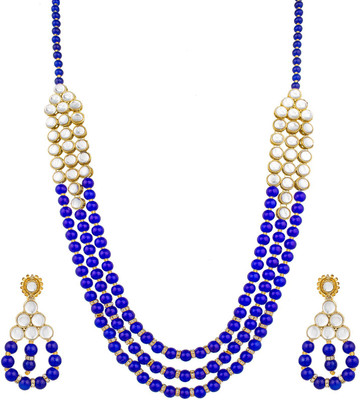 AADITA Metal, Alloy Gold-plated Blue, White Jewellery Set(Pack of 1)