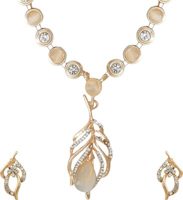 Shining Jewel Brass Gold-plated Beige, White Jewellery Set(Pack of 1)