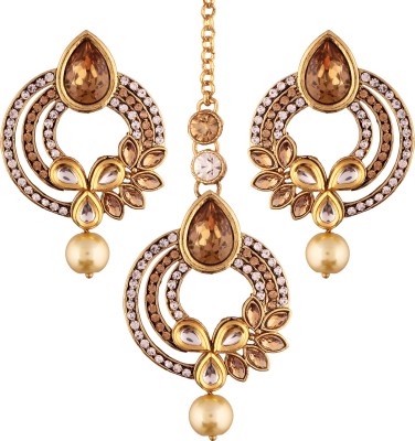 I Jewels Alloy Gold-plated Gold, Brown Jewellery Set(Pack of 1)