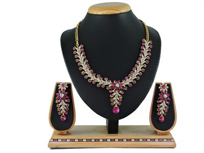 VATSALYA creation Alloy Gold-plated Pink Jewellery Set(Pack of 1)