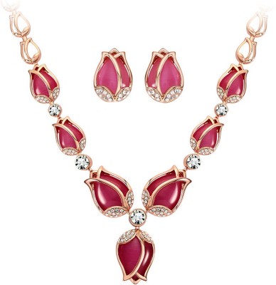 Young & Forever Alloy Gold-plated Gold, Pink Jewellery Set(Pack of 1)