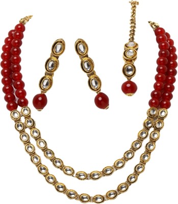 Angel In You Alloy Gold-plated Gold, Red Jewellery Set(Pack of 1)