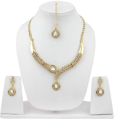 JEWELS GURU Alloy Gold-plated Gold, White Jewellery Set(Pack of 1)