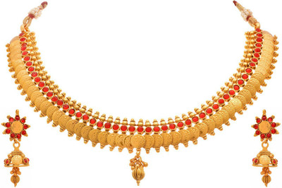 JFL Jewellery for Less Copper Gold-plated Gold, Red Jewellery Set(Pack of 1)