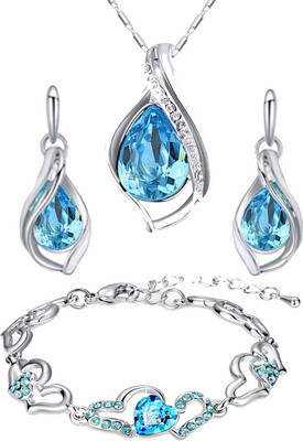 OVIYA Alloy Rhodium Blue, Silver Jewellery Set(Pack of 1)