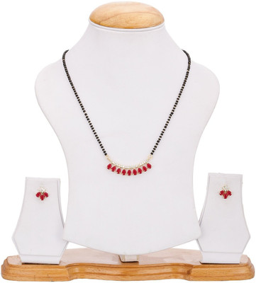 Bhagya Lakshmi Alloy Gold-plated Red, Black Jewellery Set(Pack of 1)
