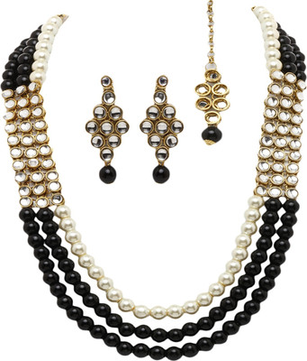 STYYLO FASHION Alloy Gold-plated Black, White Jewellery Set(Pack of 1)