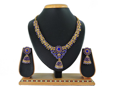 VATSALYA creation Alloy Gold-plated Gold, Blue Jewellery Set(Pack of 1)