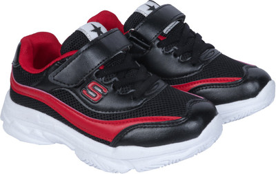 

FEETWELL Boys Velcro Sneakers(Black, Red