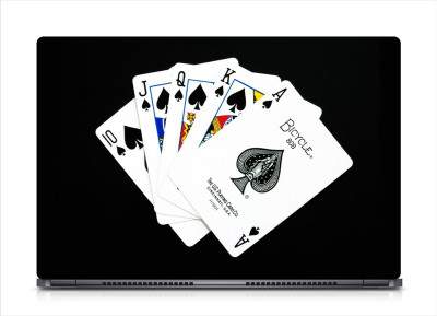 

punix Playing Cards on Black Background Exclusive High Quality Laptop Decal, laptop skin sticker 15.6 inch (15 x 10) Inch new Vinyl Laptop Decal 15.6