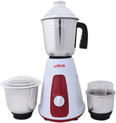 

STAR LINE MG18H33 550 Mixer Grinder(White, Red, 3 Jars), Red;white