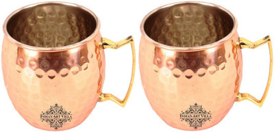 

IndianArtVilla IAV-CCB-BW-141 Copper Mug(530 ml, Pack of 2), Brown