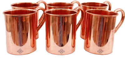 

IndianArtVilla IAV-C-2-123A Copper Mug(415 ml, Pack of 6), Brown