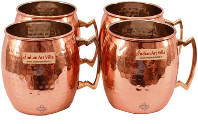 

IndianArtVilla IAV-C-2-120A Copper Mug(532.26 ml, Pack of 4), Brown