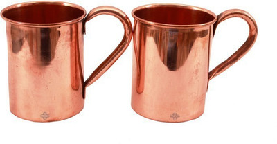 

IndianArtVilla IAV-C-2-109A Copper Mug(413.98 ml, Pack of 2), Brown