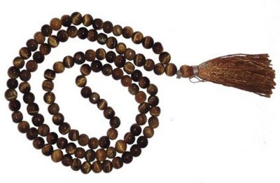 Shiv Shakti 108 Beads Tiger Eye Jaap Mala For Good Fortune/Luck Pearl Stone Chain