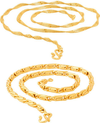 Fashion Frill Exclusive Trendy and Fancy Disco Pattern Double Coated Chain And Round Fisher Design Metal Chain Gold-plated Plated Metal Chain