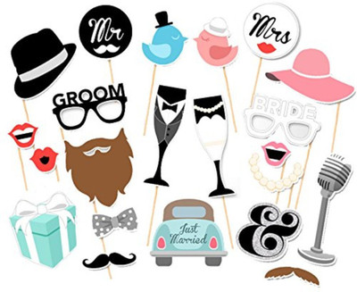 

Smartcraft Just Married Photo Booth Props - Blue, Wedding Marriage Party Photo booth Selfie Props Photo Booth Board(Bachelorette)